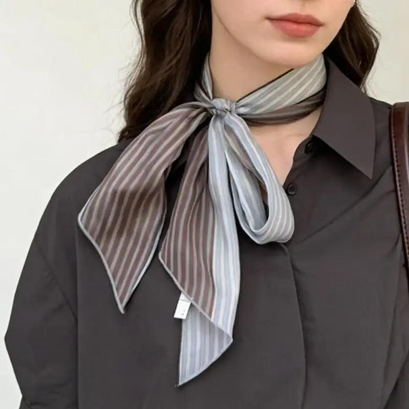 Striped Silk-Blend Scarf – Neck, Head & Hair Accessory for Women