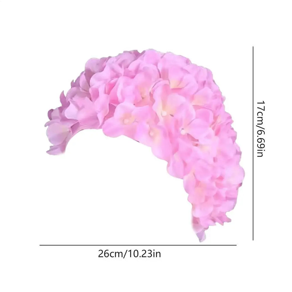 3D Floral Petal Swim Cap – Retro Stretch Hat for Women
