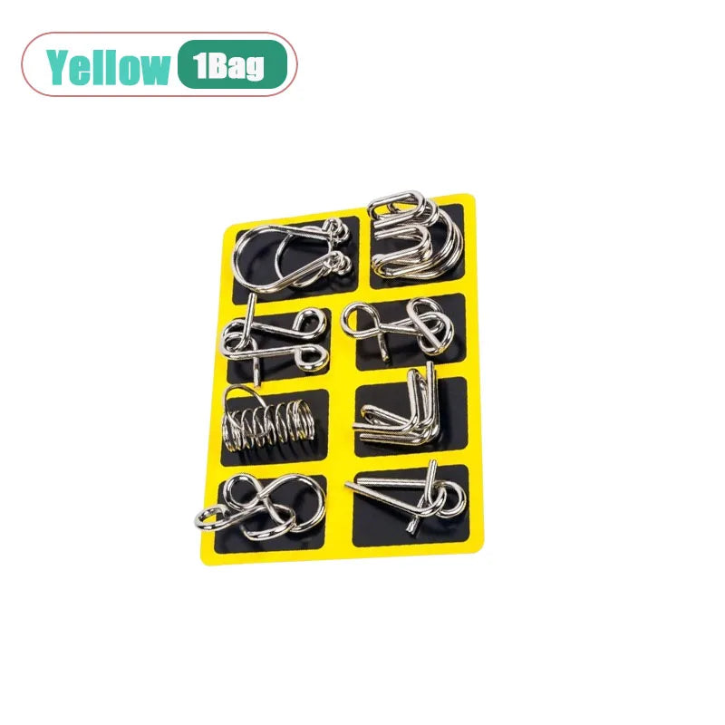 8-Piece Metal Interlocking Rings Brain Teaser Puzzle IQ Set