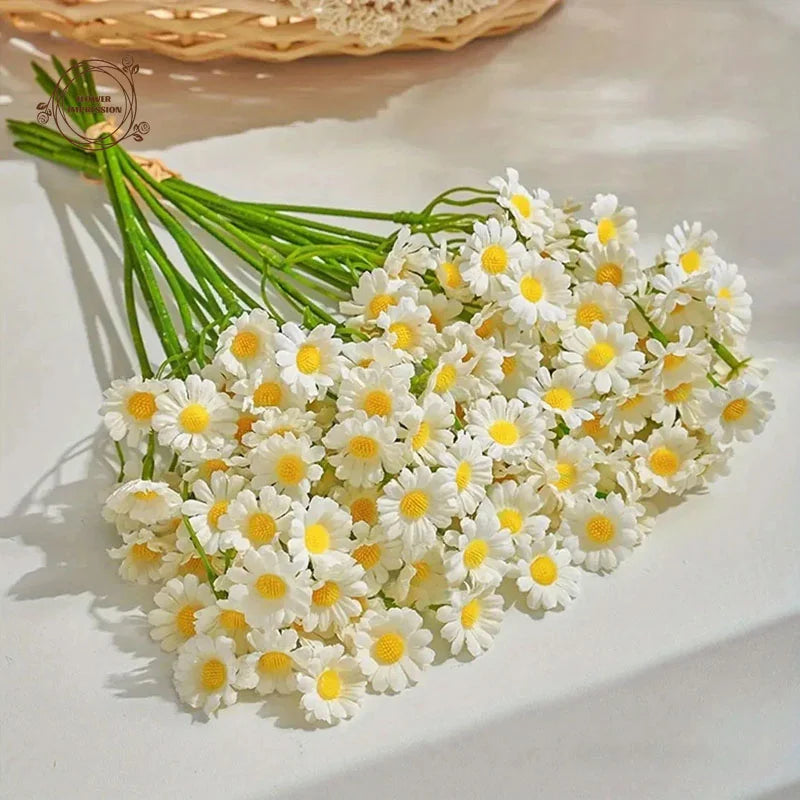 12PCS Artificial Daisy Flowers | 120 Blossoms Wedding Home Decor Artificial Flower Set Peaceful Pleasures Health and Wellness
