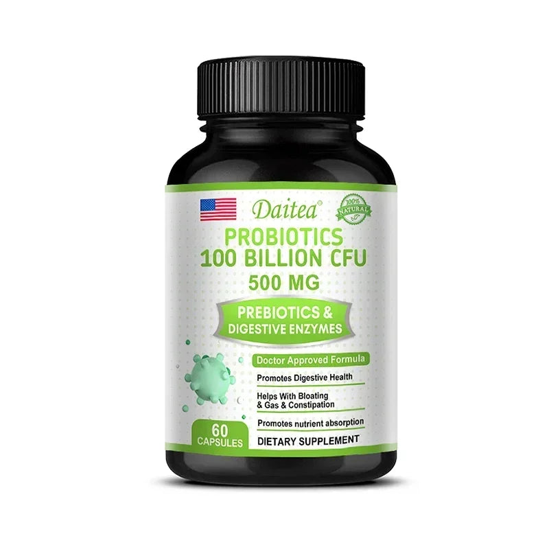 Organic Probiotics Capsules Supplement 100 Billion CFU 500mg Probiotics Helps Gut Health, Balanced Gut Probiotics Peaceful Pleasures Health and Wellness 60count-1 bottle