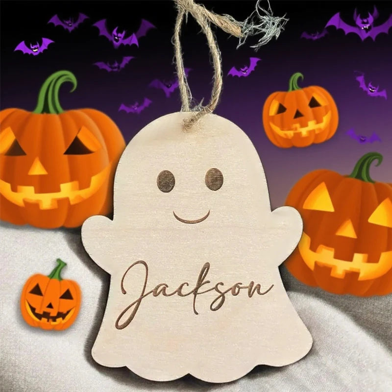 Personalized Engraved Halloween Ghost Name Tags – 5-Piece Set Halloween Party Decoration Peaceful Pleasures Health and Wellness