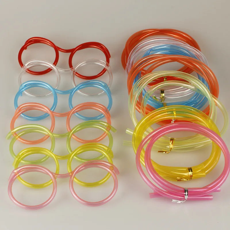 5PCS Funny Straw Glasses Soft PVC Glasses Flexible Drinking Straws Kids Party Supplies Bar Supplies Creativity Toy Kids Gift Peaceful Pleasures Health and Wellness