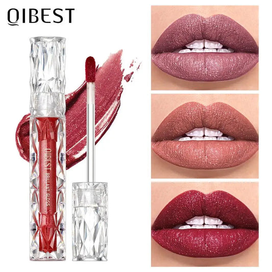 QiBest Diamond Shimmer Lip Gloss – 10 Colors Glitter Pearl Glaze Glitter Lip Gloss Oasis Select