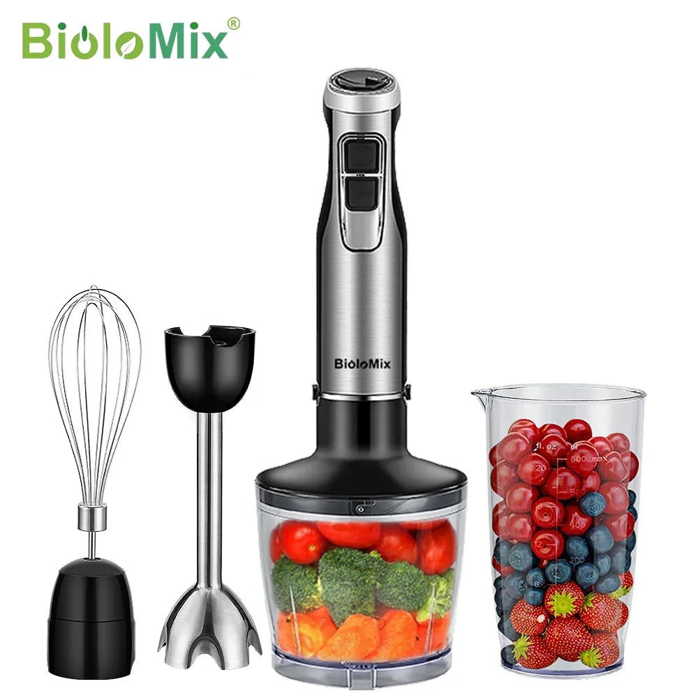 BioloMix 4 in 1 High Power 1200W Immersion Hand Stick Blender Mixer Includes Chopper and Smoothie Cup Stainless Steel Ice Blades Peaceful Pleasures Health and Wellness AU Plug 4 in 1 Saudi Arabia