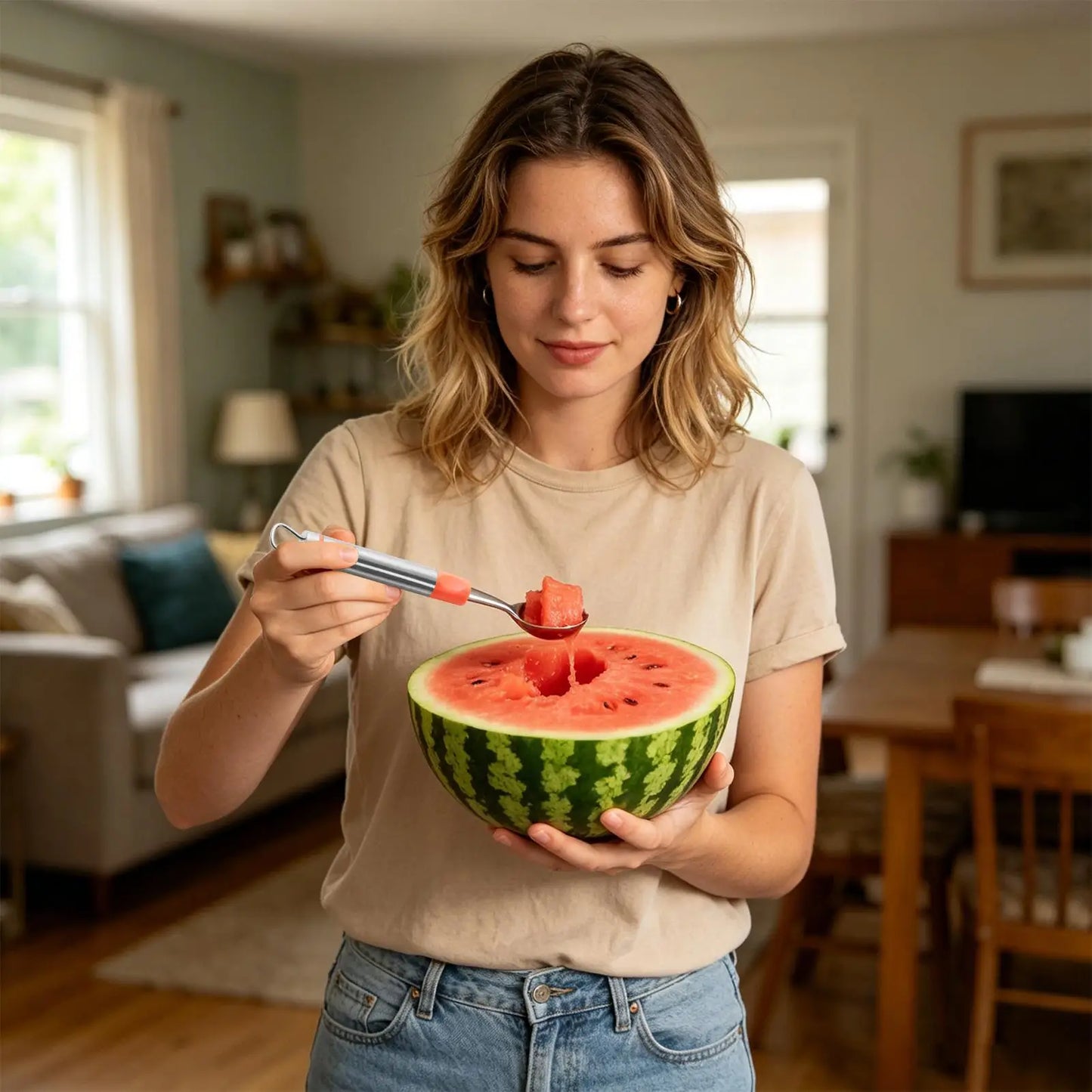 Stainless Steel Fruit Baller Scoop Watermelon Cutter Slicer Tool Melons Baller For Cantaloupe Pitaya Papaya, Ice Cream Cake Home Peaceful Pleasures Health and Wellness