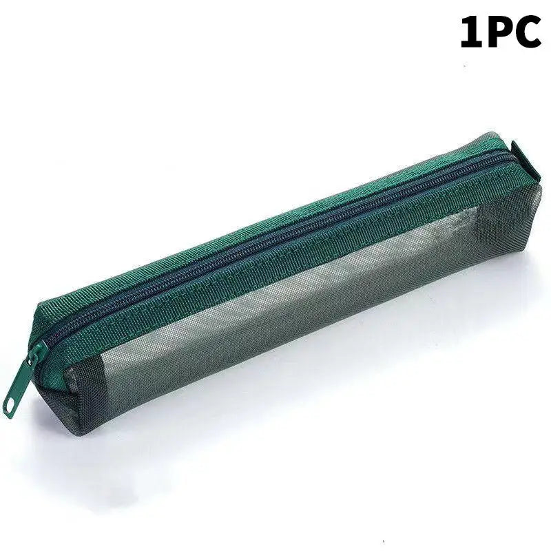 Mesh Pencil Case Zipper Pouch | Portable Stationery Organizer
