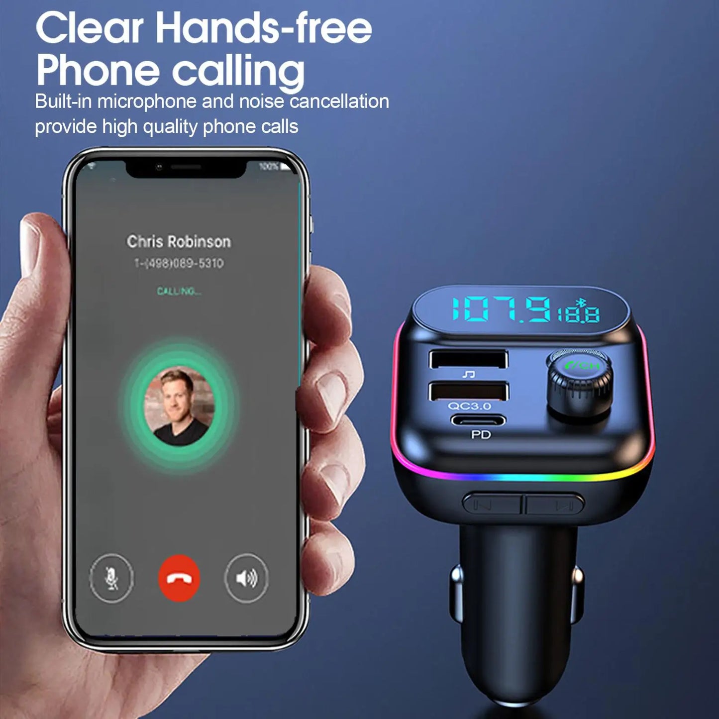 Car Bluetooth MP3 player FM Transmitter Bluetooth 5.0 FM Transmitter USB PD Car Fast Charger Electronic Accessories Peaceful Pleasures Health and Wellness