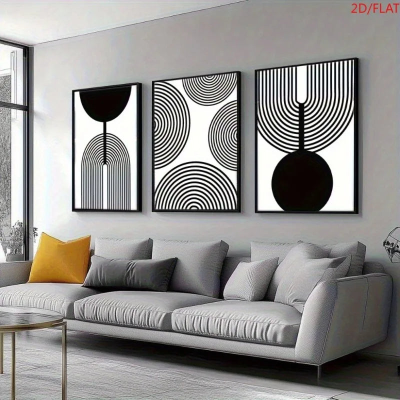 3-Piece Abstract Geometric Canvas Poster Set | Wall Art Décor Canvas Wall Art Set Peaceful Pleasures Health and Wellness