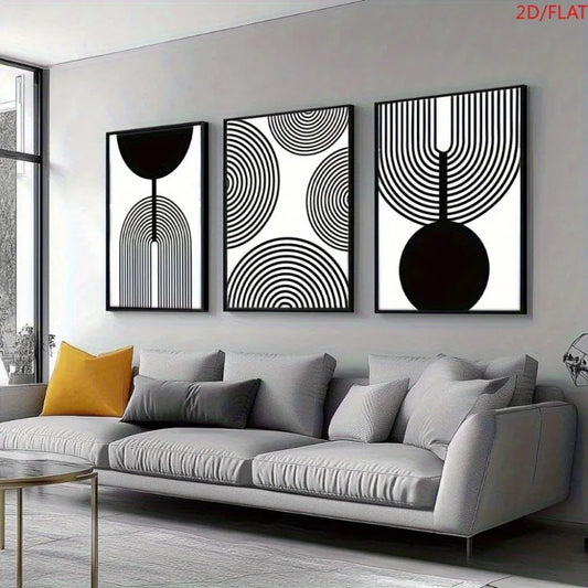 3-Piece Abstract Geometric Canvas Poster Set | Wall Art Décor Canvas Wall Art Set Peaceful Pleasures Health and Wellness