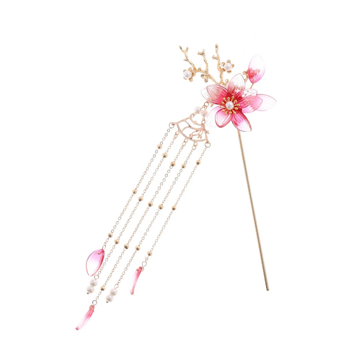 Retro Style Hairpin For Hanfu Floral Tassel Hair Accessories for Women All Match Peaceful Pleasures Health and Wellness A