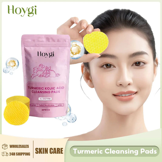 Turmeric Kojic Acid Cleansing Pads Daily Pores Cleaning Makeup Dead Skin Removal Oil Control Nourish Exfoliating Facial Sponge Peaceful Pleasures Health and Wellness