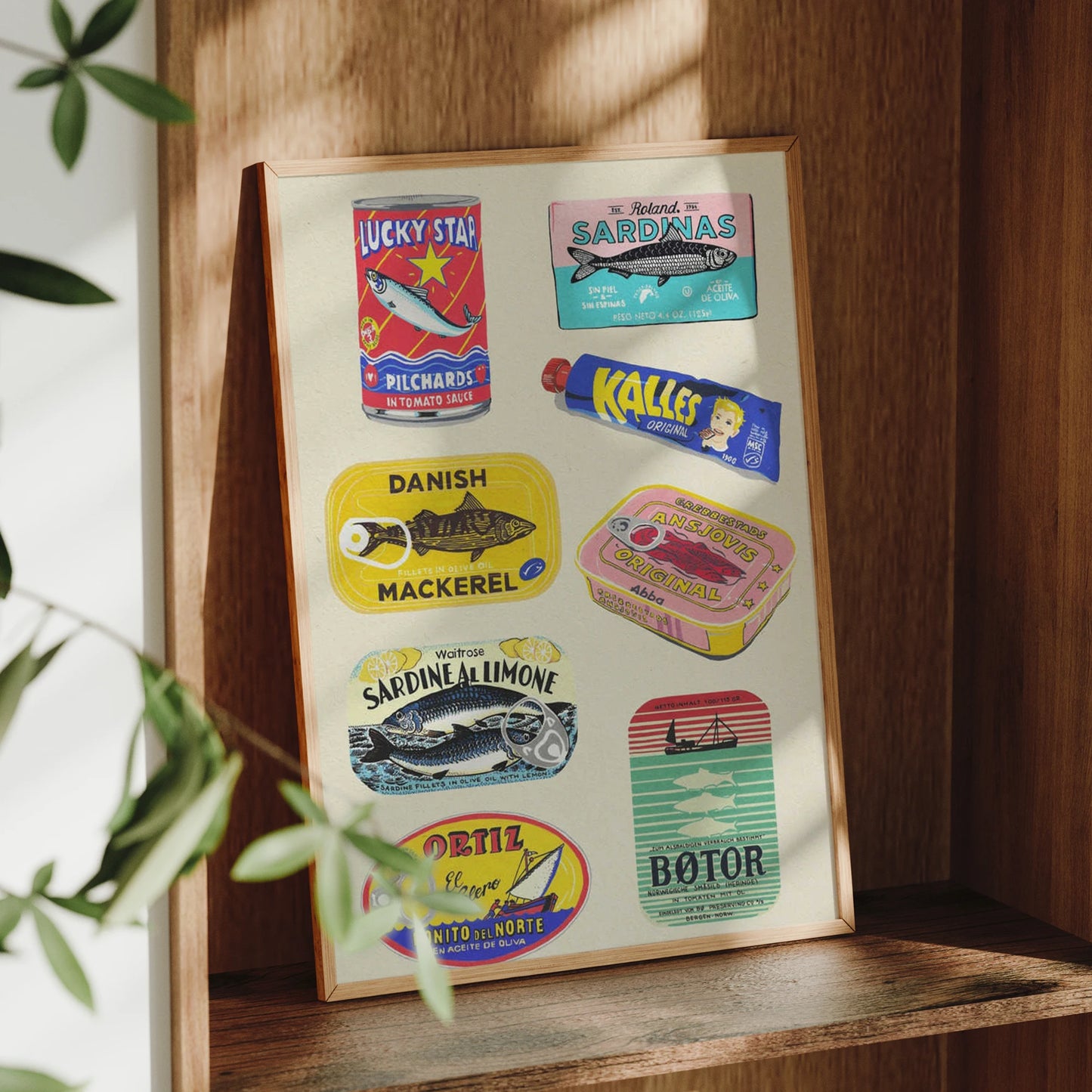 Minimalist Canned Fish Canvas Wall Art Print | Home Decor