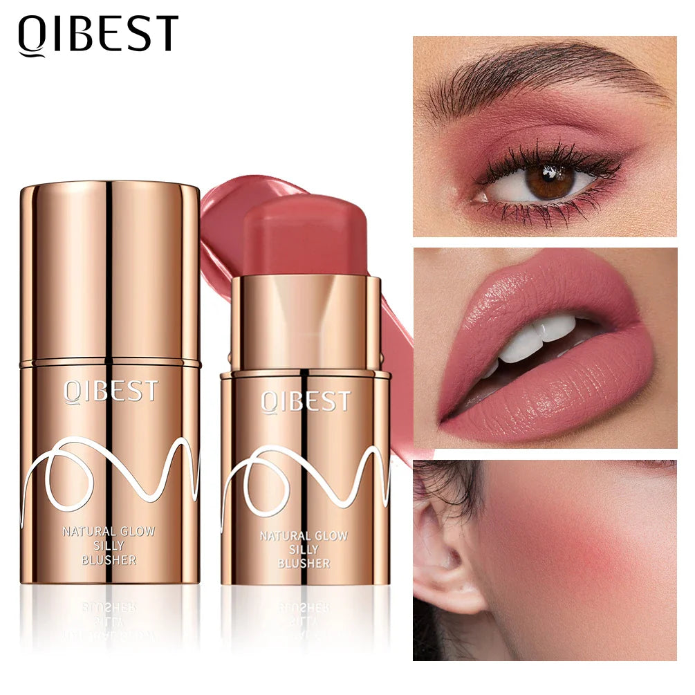 QIBEST 3-in-1 Makeup Stick – Lipstick, Blush & Eyeshadow