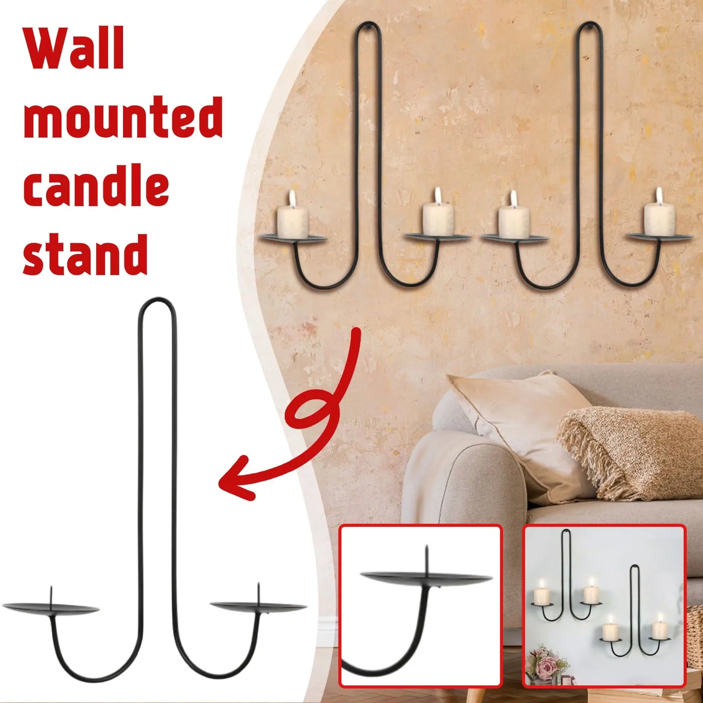 Iron Wall Candle Sconce Holder – Elegant Black Wrought Iron