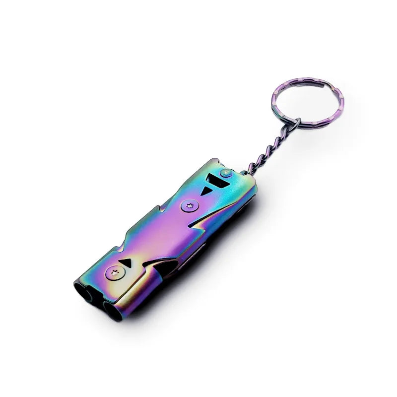 Outdoor Survival Whistle Double-tube Blast Whistle Stainless Steel High-frequency Earthquake Rescue Whistle High-decibel Whistle Peaceful Pleasures Health and Wellness Colorful