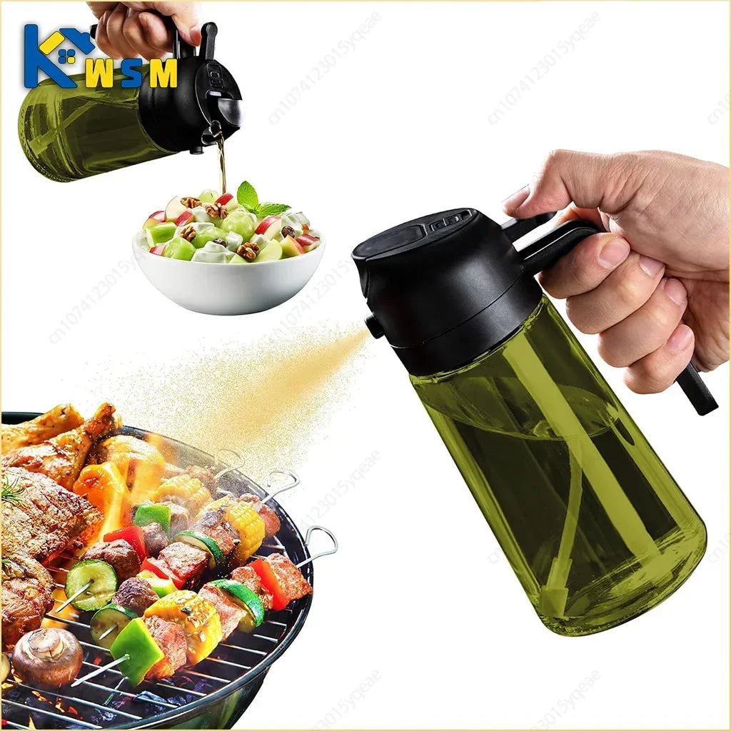 2-in-1 Dark Glass Olive Oil Sprayer & Dispenser – 500ml