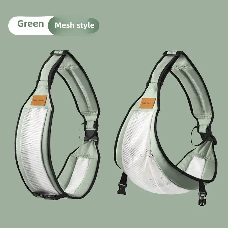 Portable Baby Waist Stool Carrier with Front Back Support Ergonomic Design for Toddlers and Infants Comfortable for Parents Peaceful Pleasures Health and Wellness Green mesh 1PC