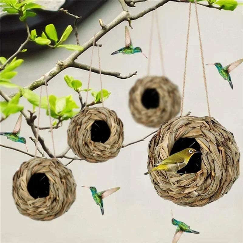 Handwoven Reed Grass Bird Nest House – Hanging Woven Birdhouse