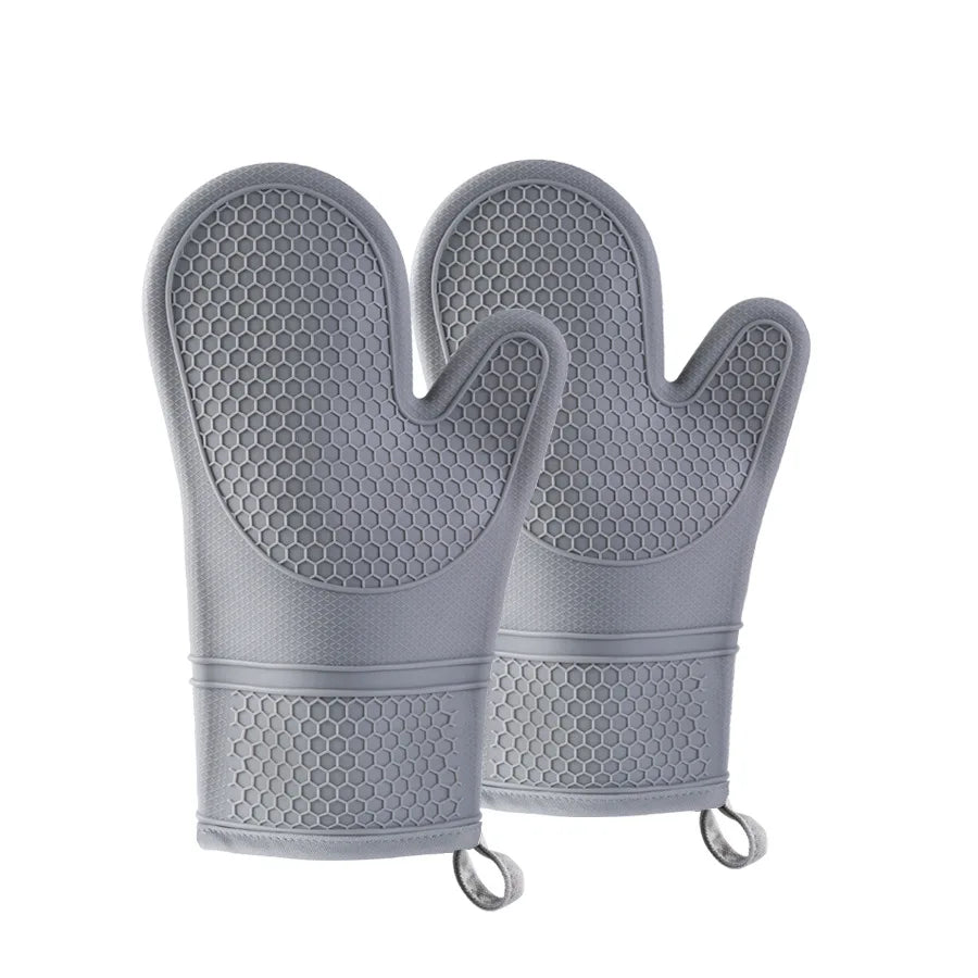 Silicone Oven Mitts 2PCS, Heat Resistant 500F Kitchen Mitts, 11.4" Soft Baking Gloves, for Kitchen Cooking Baking BBQ Peaceful Pleasures Health and Wellness