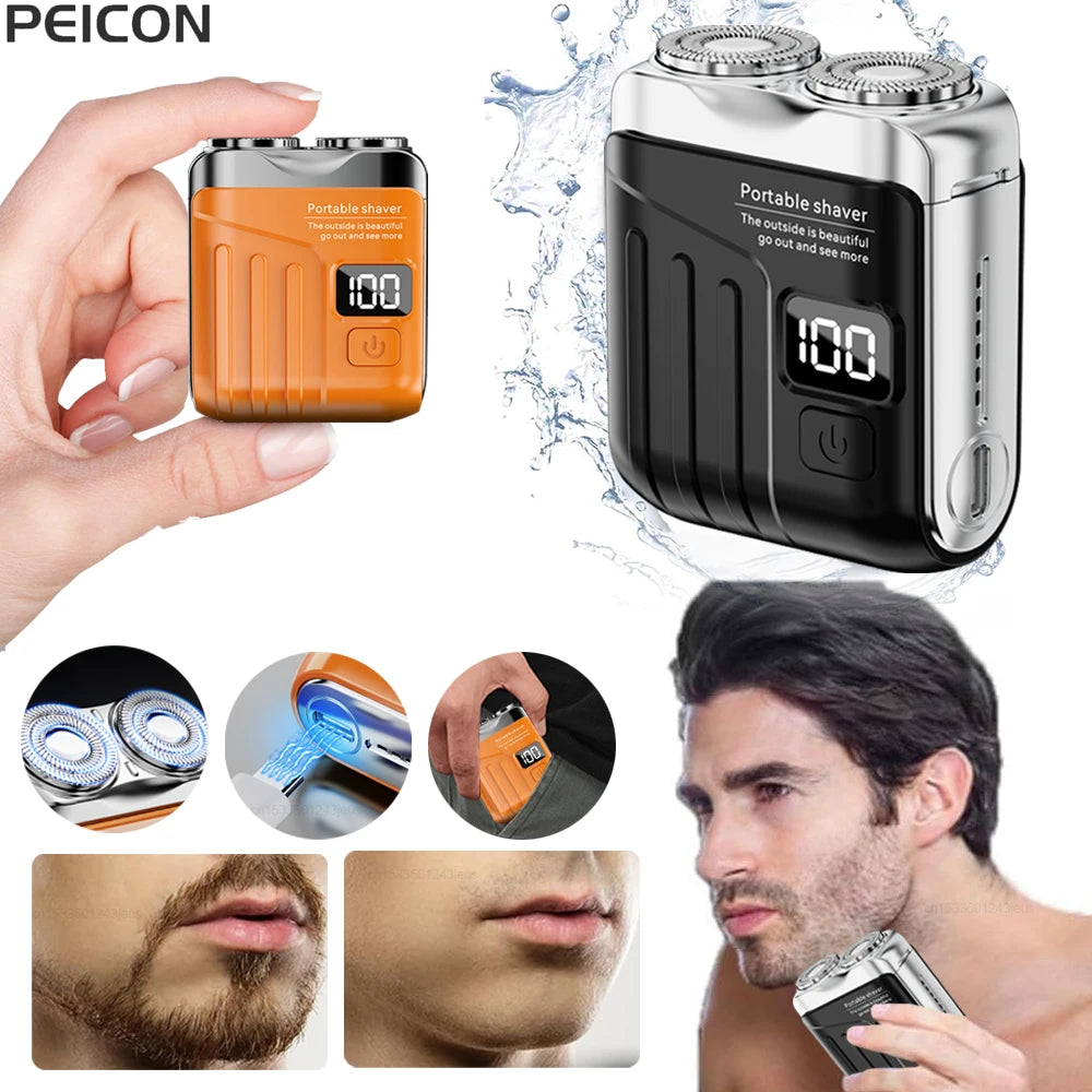 Mini Electric Shaver for Men Beard Trimmer Portable Men's Electric Razor USB Rechargeable Dual Blade Electric Shaving Machine Peaceful Pleasures Health and Wellness