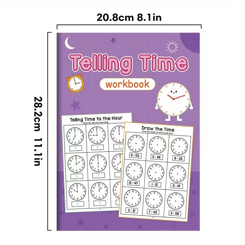 Telling Time Workbook Kids Master Analog Digital Clocks 30 Days Daily