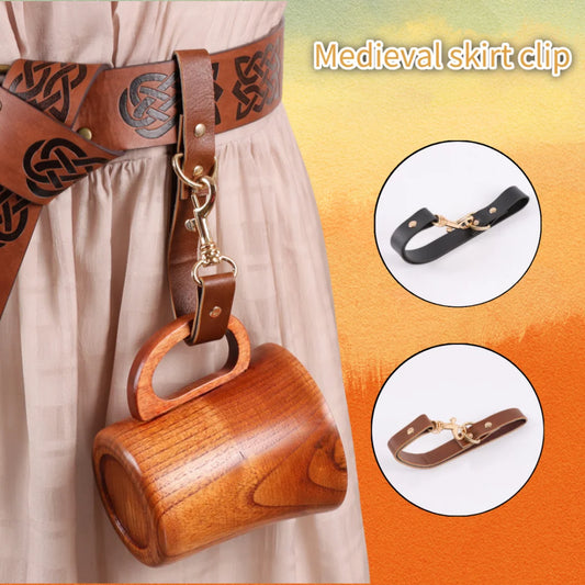 Renaissance Retro Skirt Clip Artificial PU Leather Cup Holder Peaceful Pleasures Health and Wellness