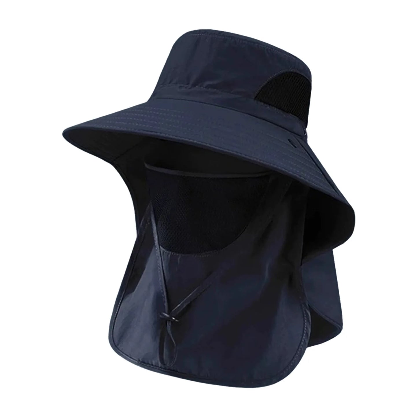 Women's Bucket Hat with Neck Cover Outdoor UV Sun Protection Wide Brim Hats for Pool Park Vacation Camping Peaceful Pleasures Health and Wellness Navy Blue