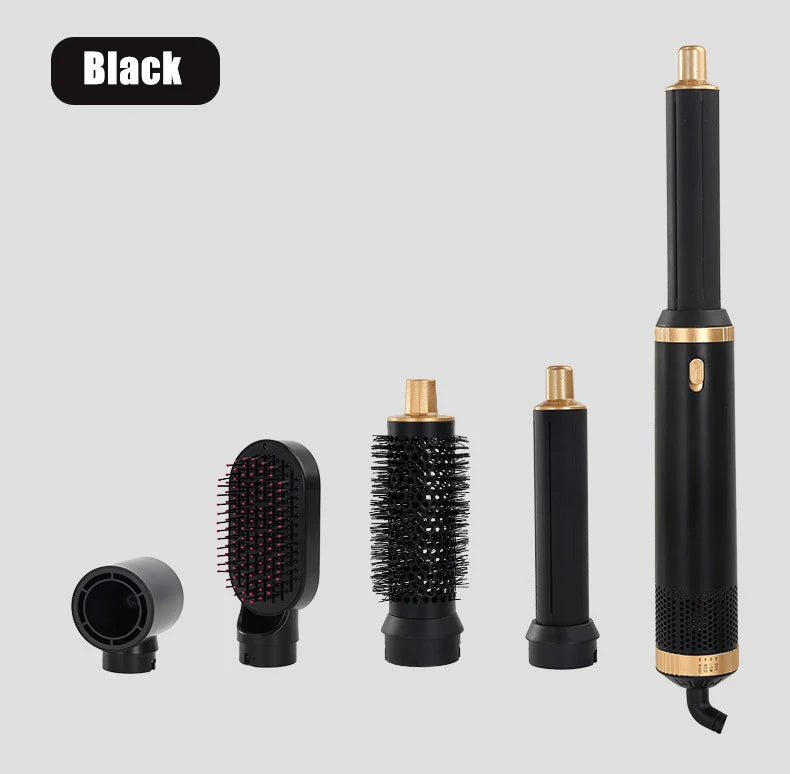 5 in 1 Hair Dryer Brush Hot Comb Set Professional Curling Iron Hair Straightener Styling Tool For Professional Hair Dryer Peaceful Pleasures Health and Wellness Black and gold AU