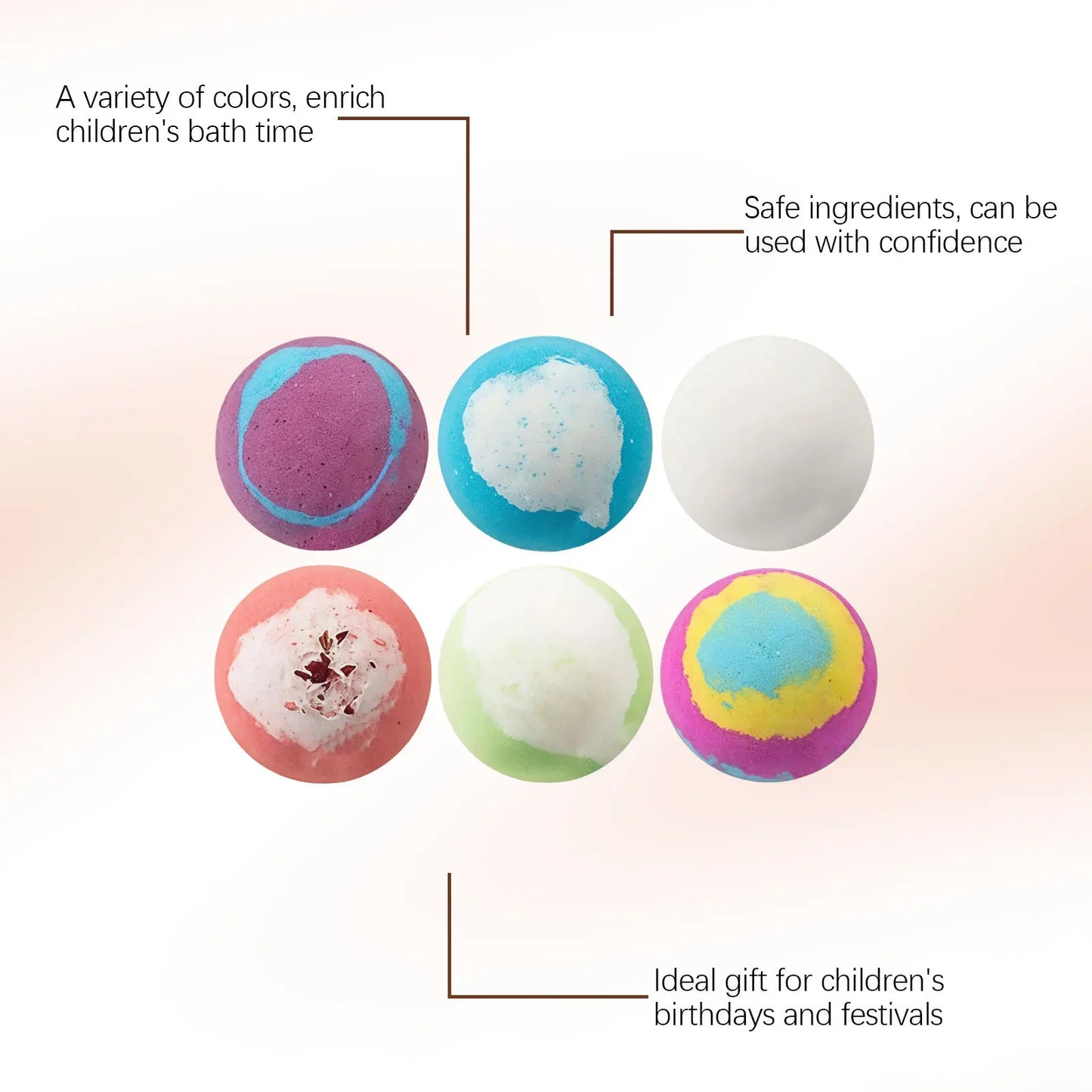 6-Piece Natural Bath Bomb Gift Set – Kids & Family Spa Kit