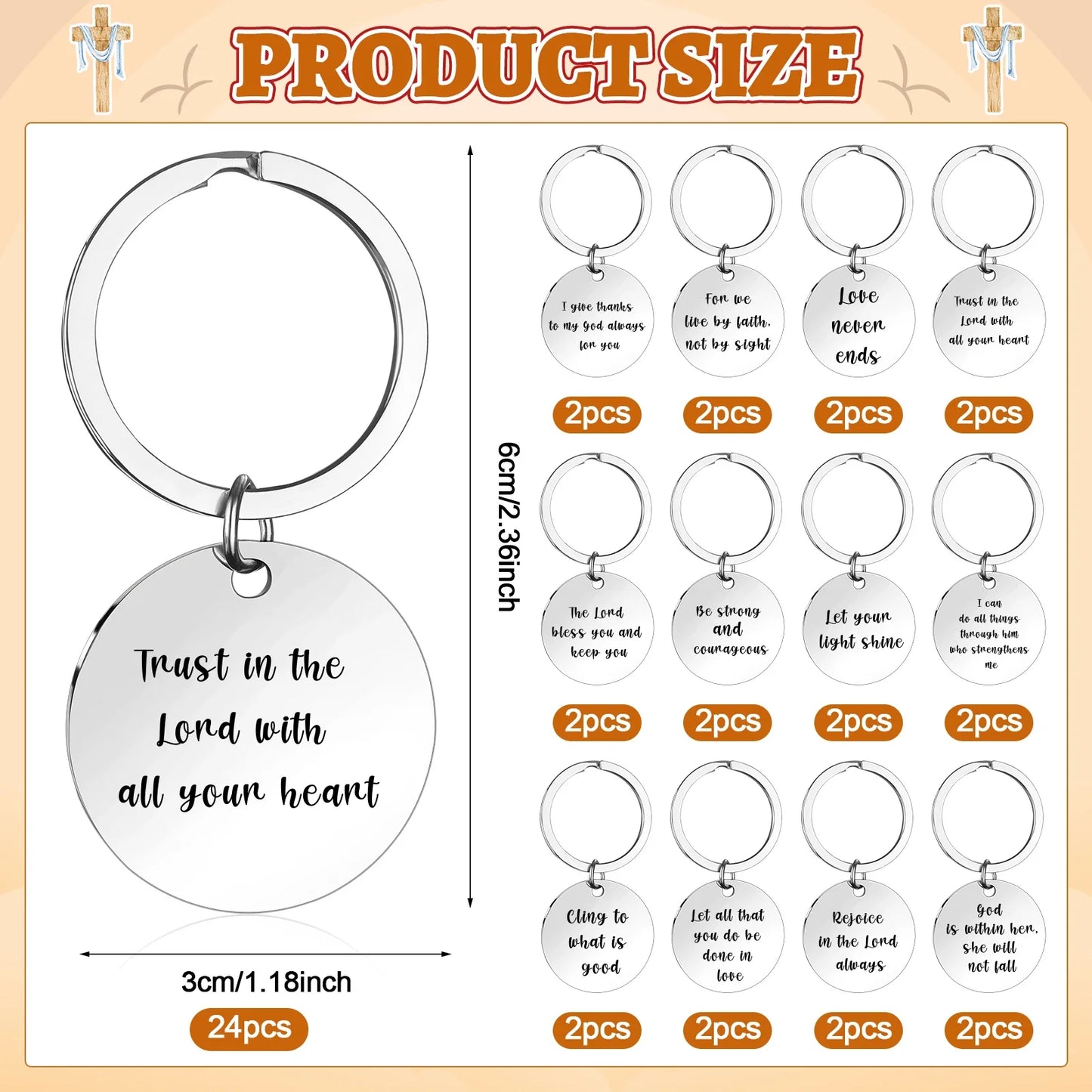 24-Pack Christian Bible Verse Keychains – Bulk Religious Gifts