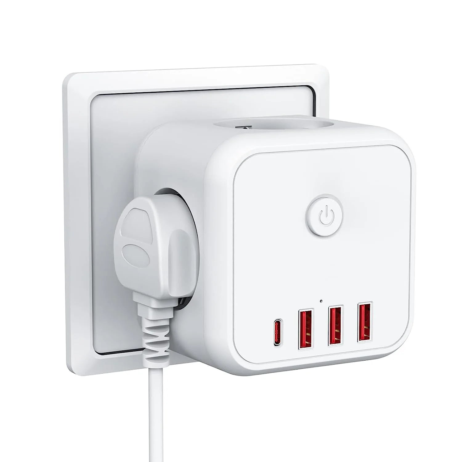 EU Wall Socket Extender with 3 AC Outlets 3 USB Ports And 1 Type C 7-in-1 EU Plug Charger On/Off Switch for Home Peaceful Pleasures Health and Wellness Wilress