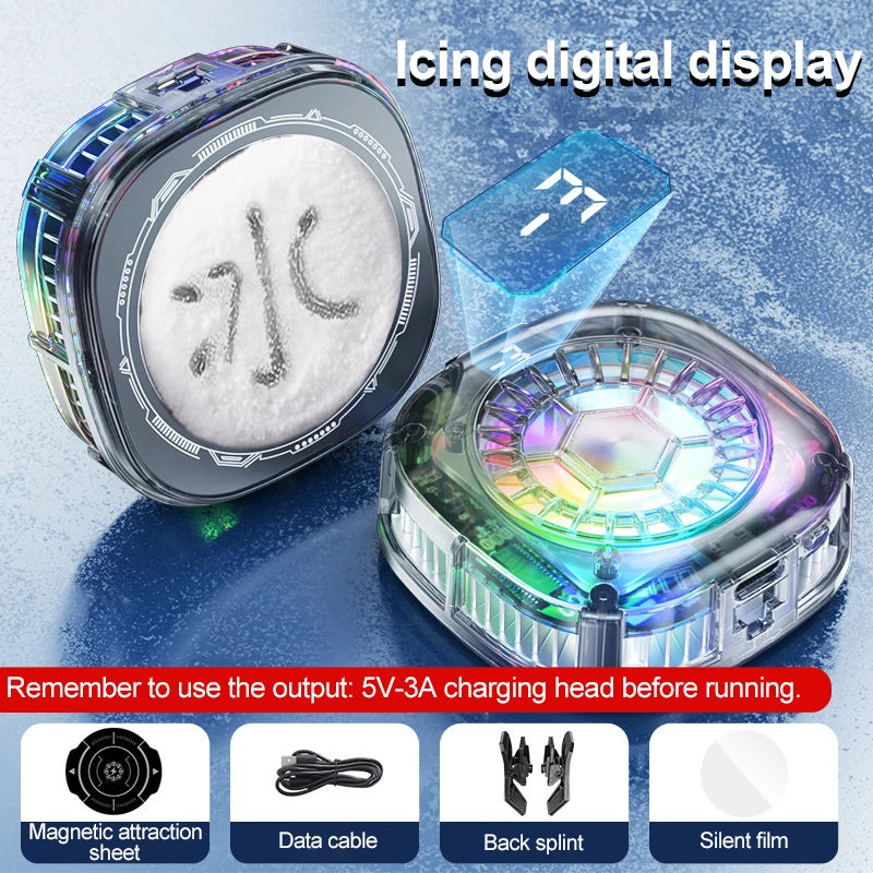 Cooler Gamer For Cell Phone Cooling Fan For Mobile Phone Cooler Phone Gaming Processor Cooler Cell Cooling Phone Fan Radiator Peaceful Pleasures Health and Wellness Ice digital display