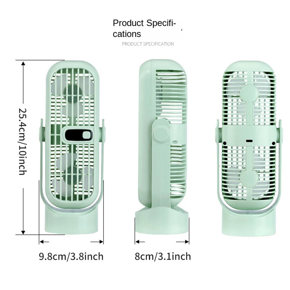 USB Electric Fan Double fan blades Portable 5 Speeds Ultra Quiet Table Fan Quiet Ventilator Desktop Fan Air Cooler for Room Home Peaceful Pleasures Health and Wellness