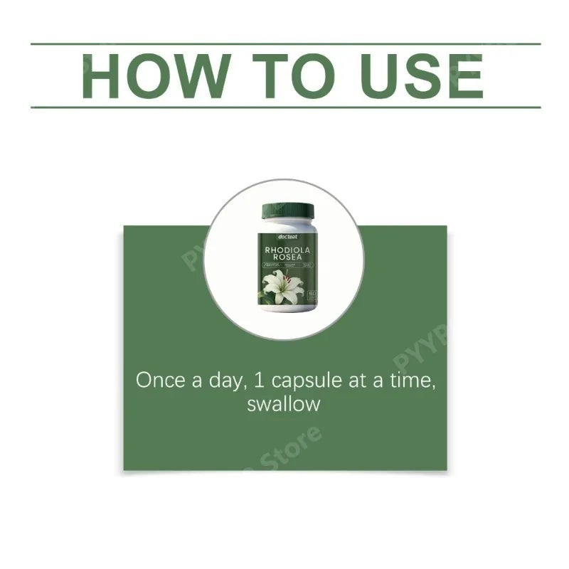 Docteat Rhodiola Rosea 60ct Capsules | Natural Adaptogen Vegan