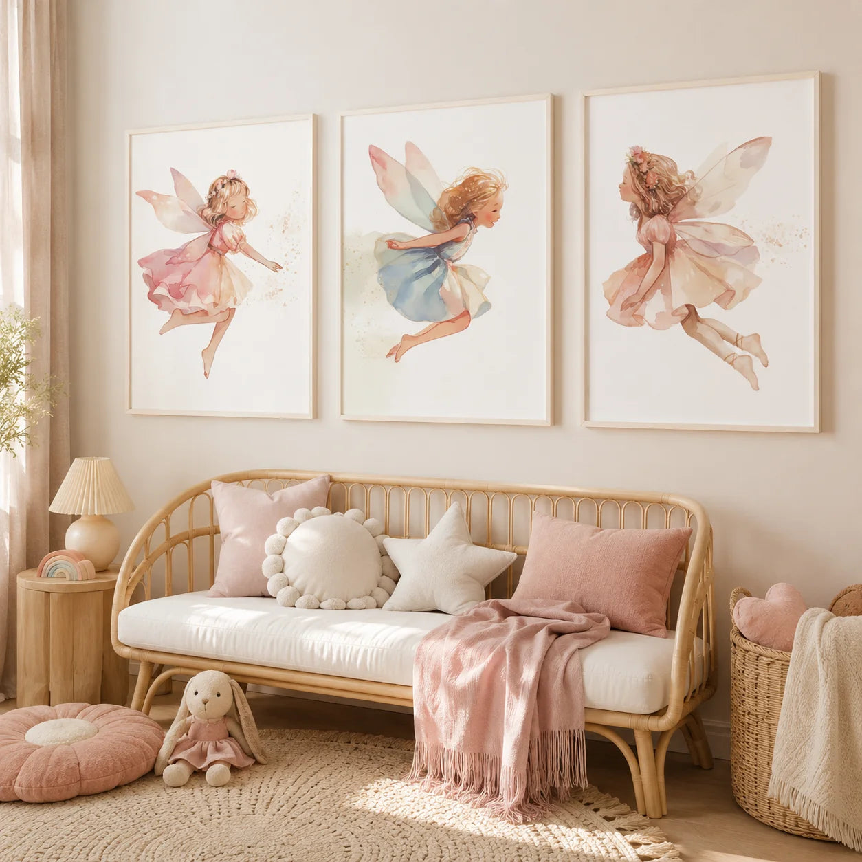 Nursery Wall Art, Nordic Cute Fantasy Fairy Canvas Painting, Baby Poster Print for Toddler Kids Princess Room Wall Decor Peaceful Pleasures Health and Wellness