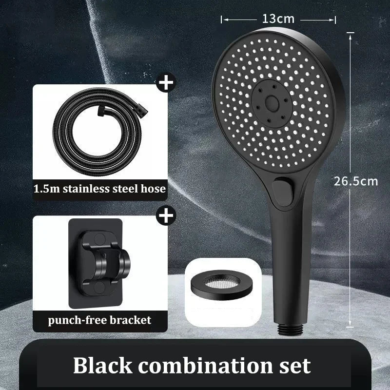 3-Speed High-Pressure Shower Head Set | Large Panel, Water Saving