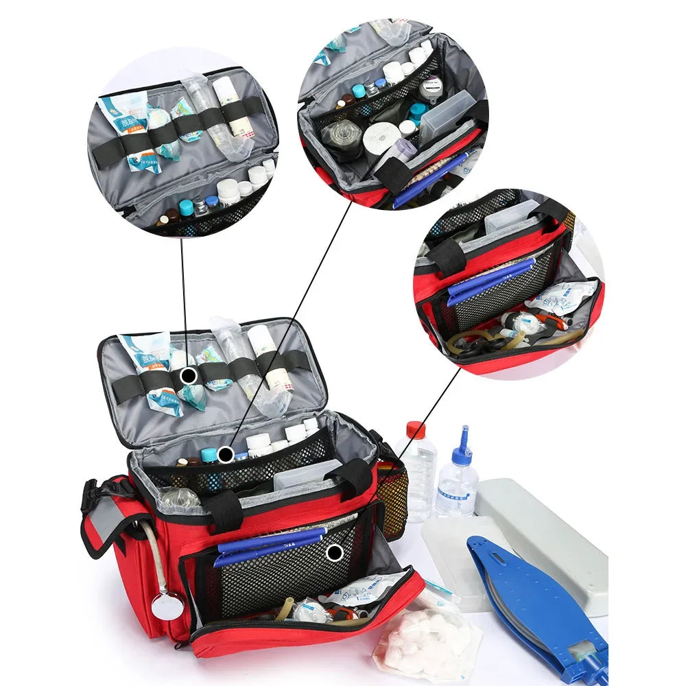 Outdoor First Aid Kit Medical Bag Isolation Multi-pocket Large Storage Portable Cross Emergency Medical Bag Sports Travel Bag Peaceful Pleasures Health and Wellness