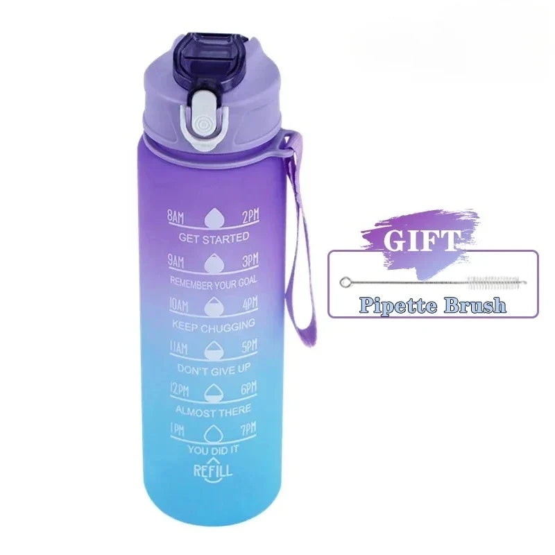900ml BPA-Free Motivational Sports Water Bottle with Straw