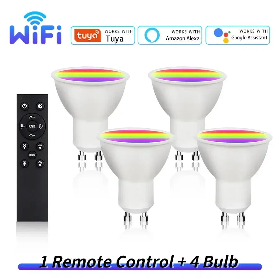 Tuya WiFi Smart GU10 LED Bulb – Alexa & Google Home, RF Remote