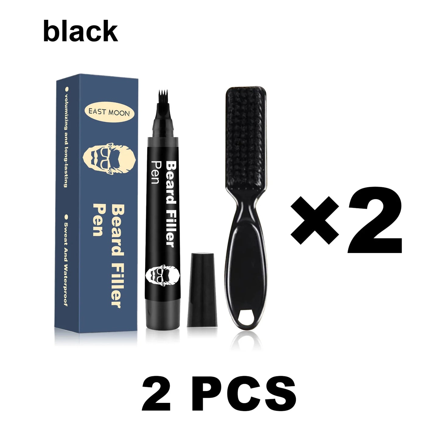 East Moon Beard Filler Pen Set – Black & Brown, Waterproof