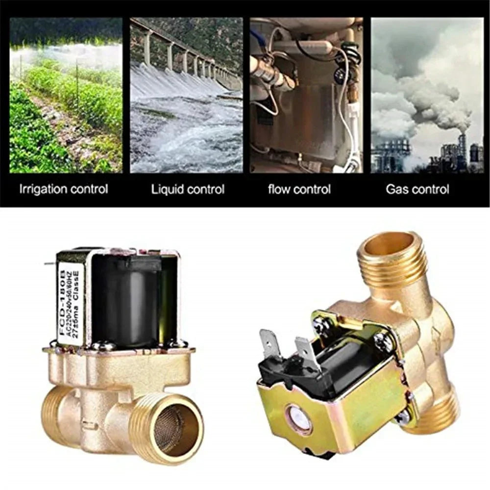 Brass N/C Solenoid Valve 12V 24V 220V – G1/2" & G3/4" Water Flow