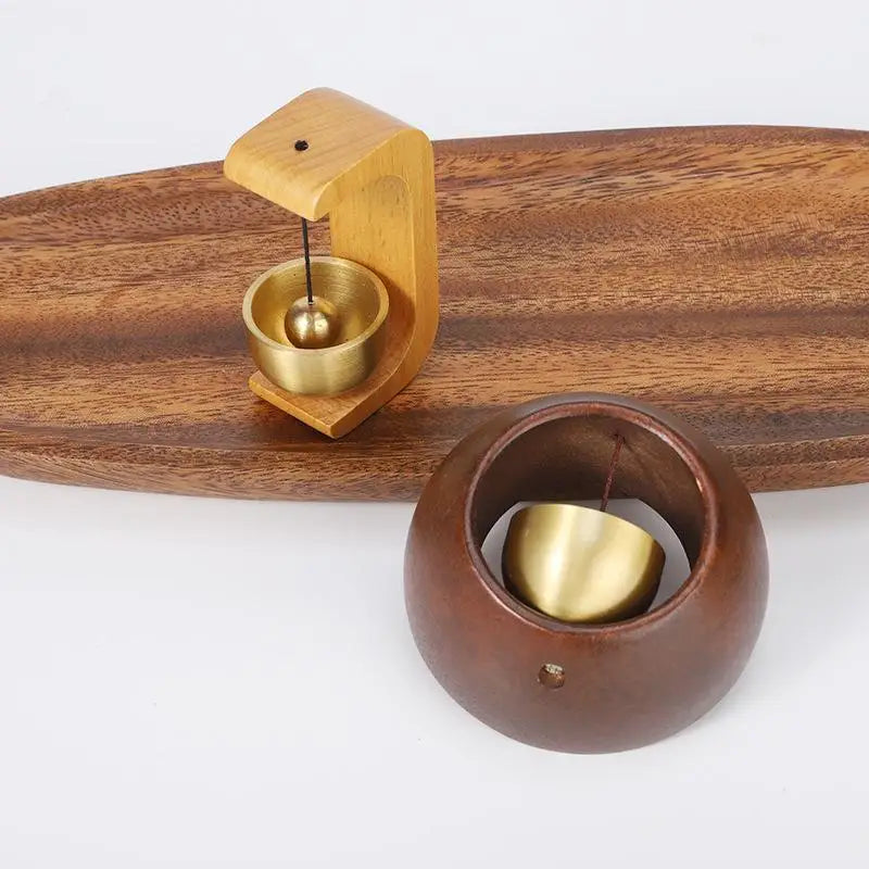 Creative Round Bell Black Walnut Wood Hanging Doorbell Wind Chimes Decor Wooden Magnetic Door Bell Entrance Opening Chime Peaceful Pleasures Health and Wellness