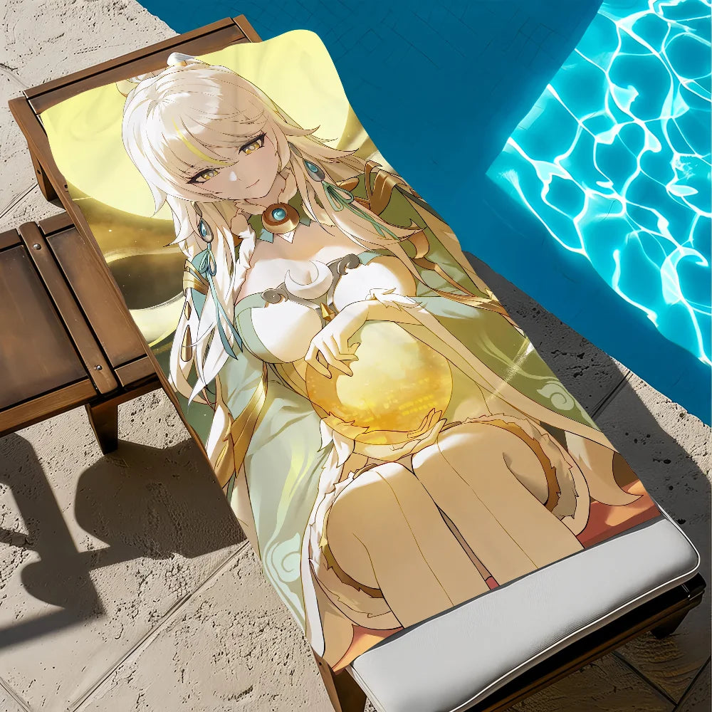 Genshin Impact Zibai Quick-Dry Beach Towel | Soft Microfiber