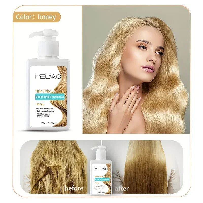 MELAO Hair Dye - Semi Permanent Hair Color Depositing Conditioner, Cruelty-free Peaceful Pleasures Health and Wellness honey