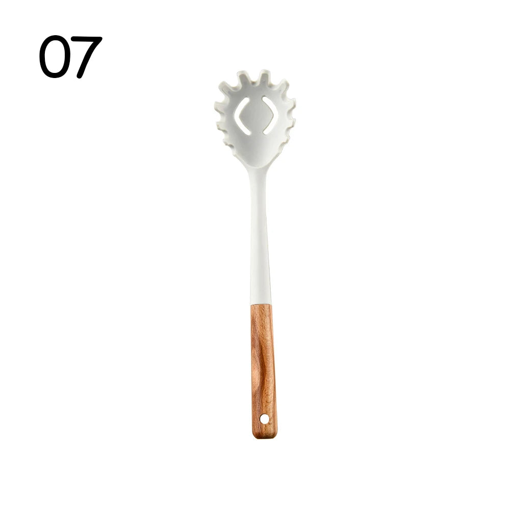 Silicone Non-Stick Cooking Utensil Set – Stainless Steel Handle Spatula, Egg Beater & Shovel Kitchen Tool Set