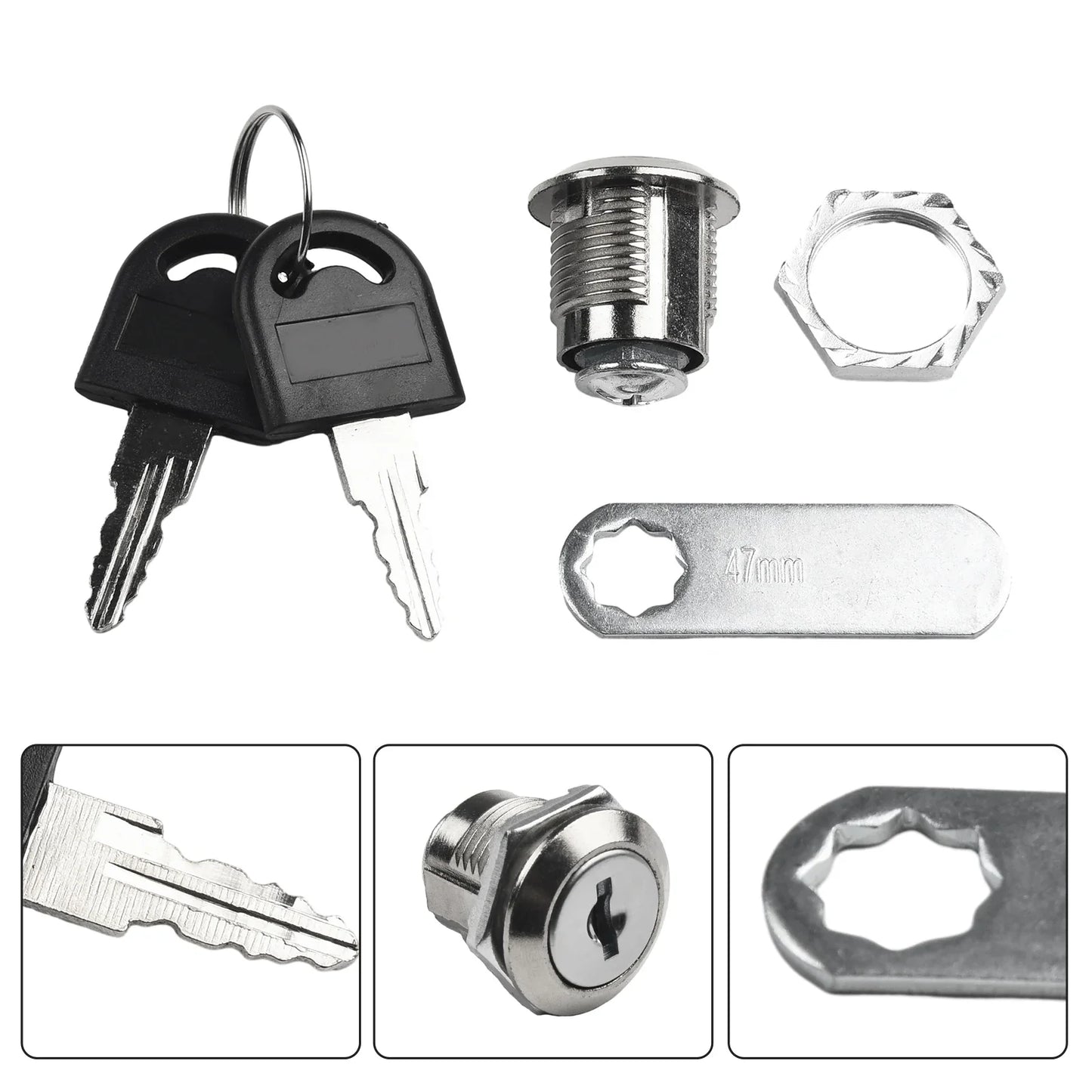 Zinc Alloy Cam Lock for Cabinets, Drawers & Mailboxes + 2 Keys