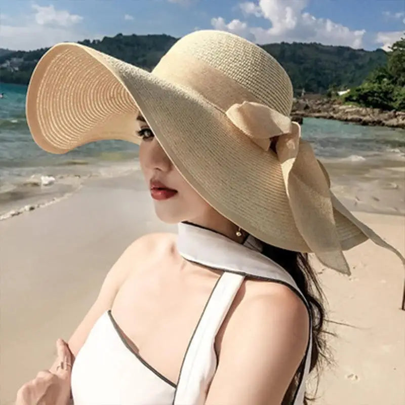 Women's Foldable Straw Sun Hat – Beach Travel Panama Cap