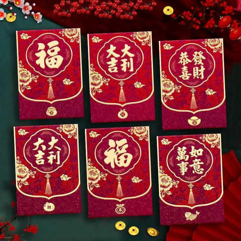2026 Horse Year Red Envelopes – 6-Pack Lucky Money Bags
