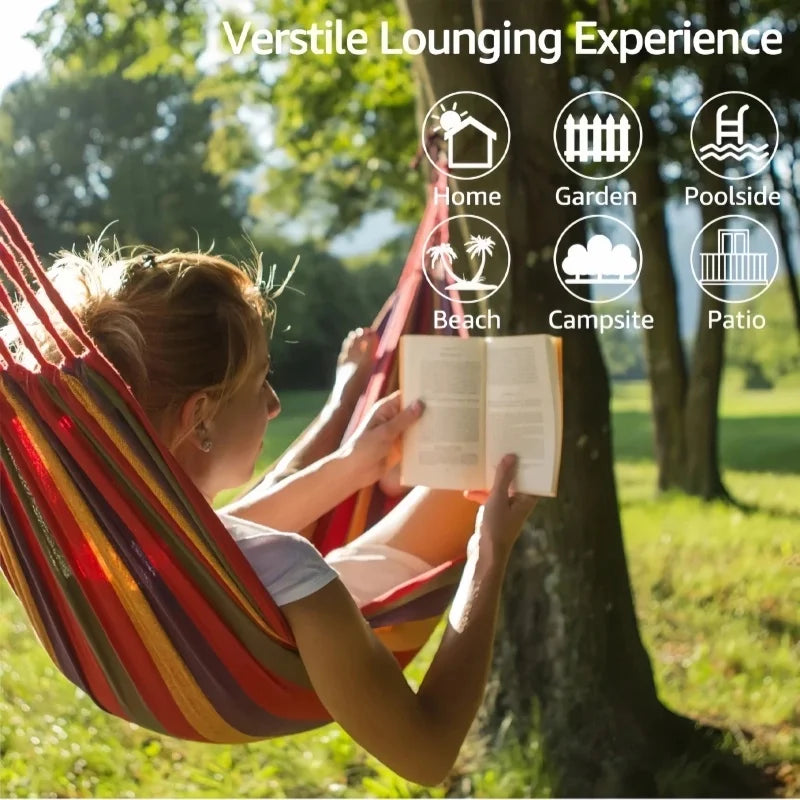 Outdoor camping hammock double thick tarp side roll prevent bedroom indoor bedroom swing lounge travel portable lightweight. Peaceful Pleasures Health and Wellness
